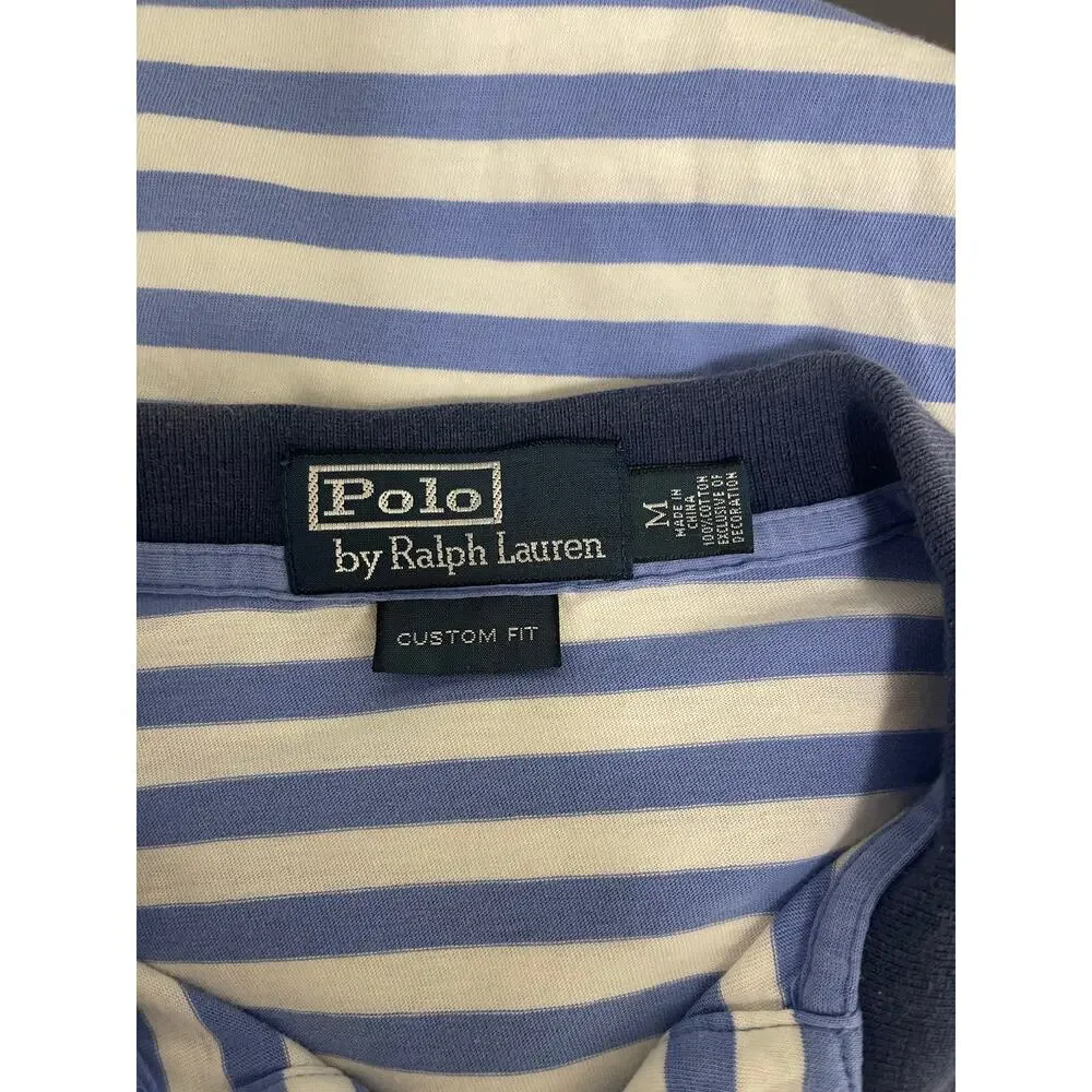 Polo Ralph Lauren Men's custom fit polo striped pony logo cotton size medium